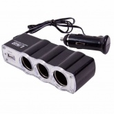 Разветвитель прикуривателя 3гнезда +USB WF-0120 (500ma)