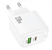 Блок питания сетевой 1 USB/1 Type-C HOCO CS54A Surplus, 3.0A, PD20Вт, цвет: белый