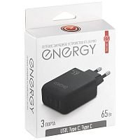 Блок питания сетевой 1 USB/2 Type-C Energy ET-38 PRO, 65 Вт, цвет черный /109935