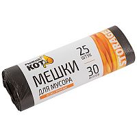 Мешки для мусора "РЫЖИЙ КОТ" 30л*25 шт, особо прочные, ПНД, черные, 7мкм Рыжий Кот 310370