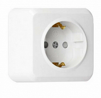 Розетка 1-я Юпитер с/з, 16А белая, о/у с защ.штор. Smartbuy SBE-03w-16-S1-1Z /36031