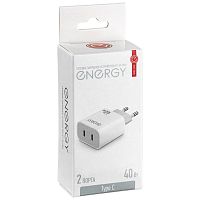 Блок питания сетевой 2 Type-C Energy ET-39 PRO, 40 Вт, цвет белый / 109936  